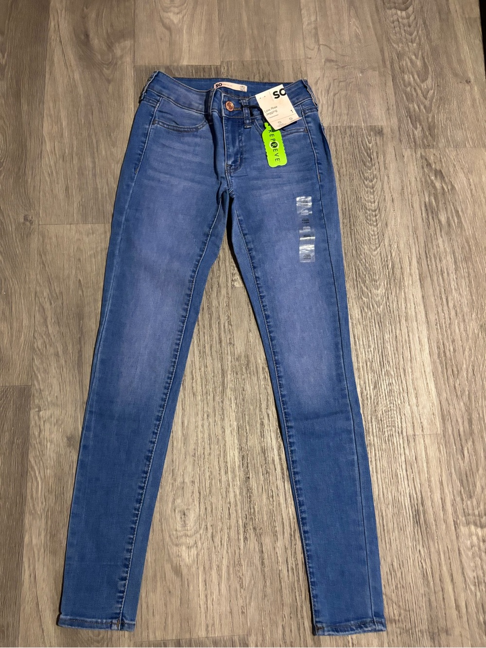 SO Women’s Blue Skinny Jeans with Subtle Distress